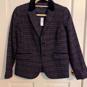 Talbots 6P Plaid Wool-blend Blazer with Velvet Collar - nwt